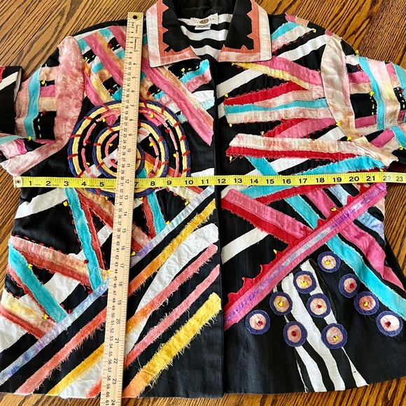 Vintage Sandy Starkman Jacket Button Up Boho Beaded Chaos XL - Picture 11 of 11